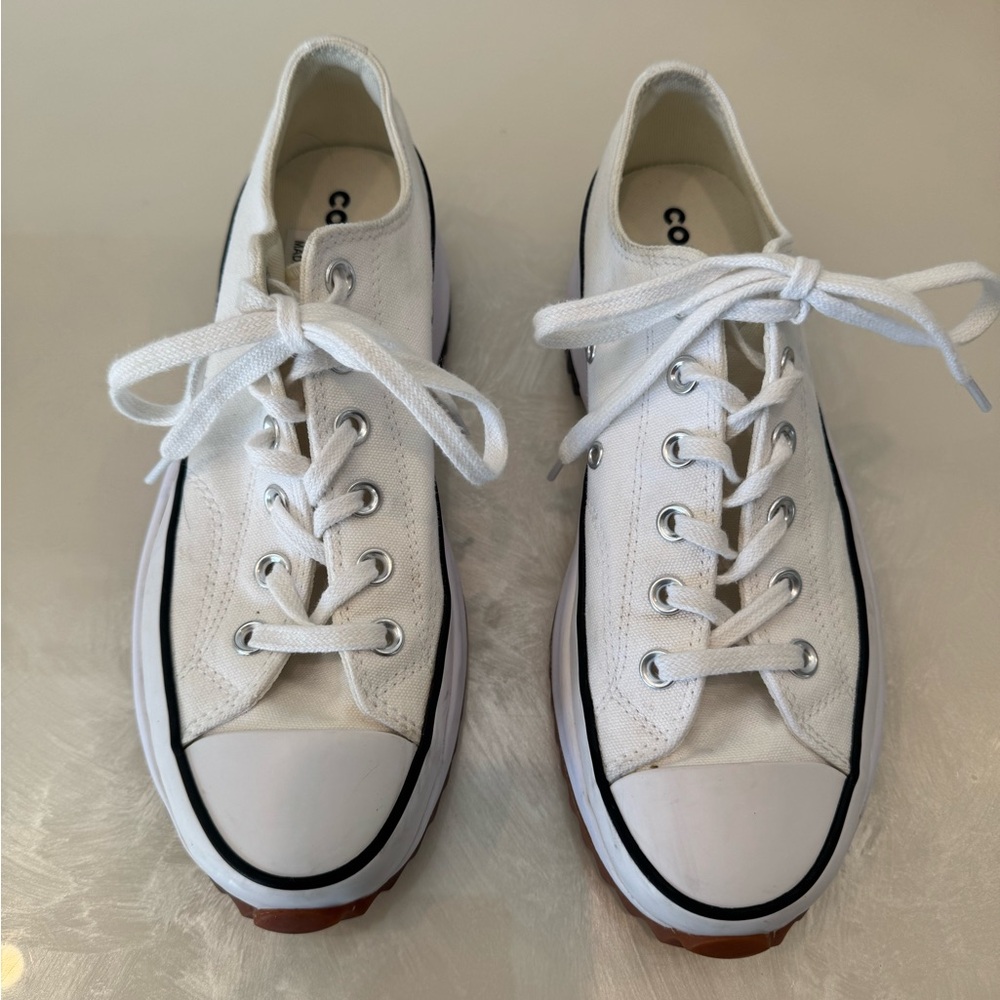 Converse Run Star Hike Platform Sneakers — White / Black, Size 9